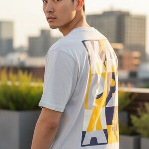 Kappa Authentic Molongio T-Shirt - Grey Silver/Violet Bloom/Yello 'Men's' S-NWT